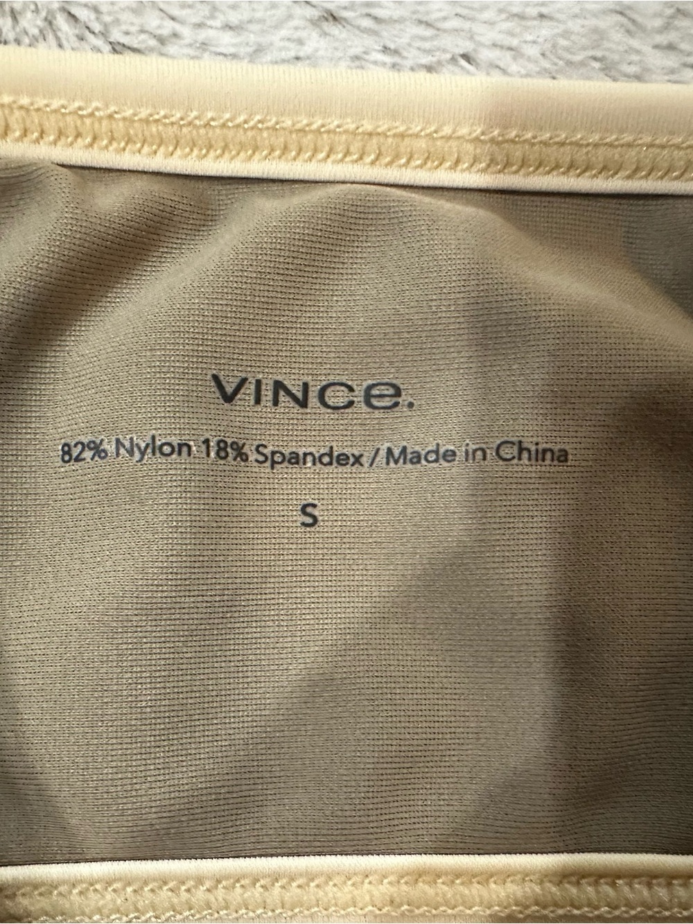 Vince. Taupe Strapless Bandeau Bikini Top with Cream Trim - Picture 8 of 9
